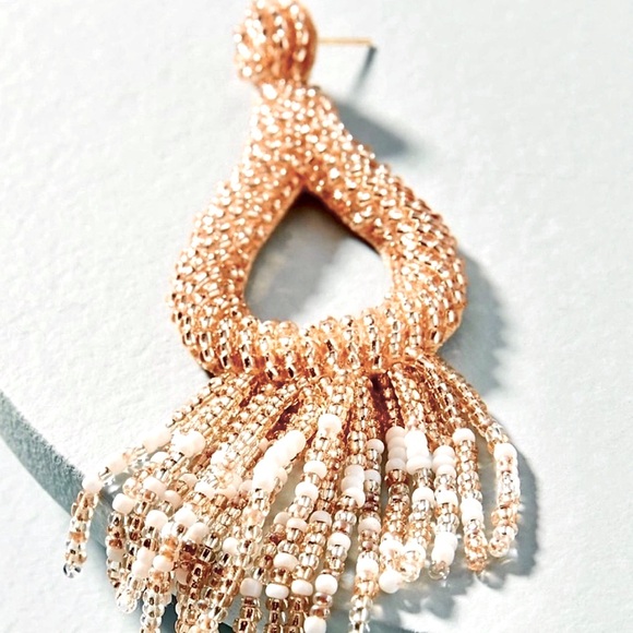 NWT Anthropologie Deepa Beaded Tassel Hoop Chandeliers - Picture 14 of 16